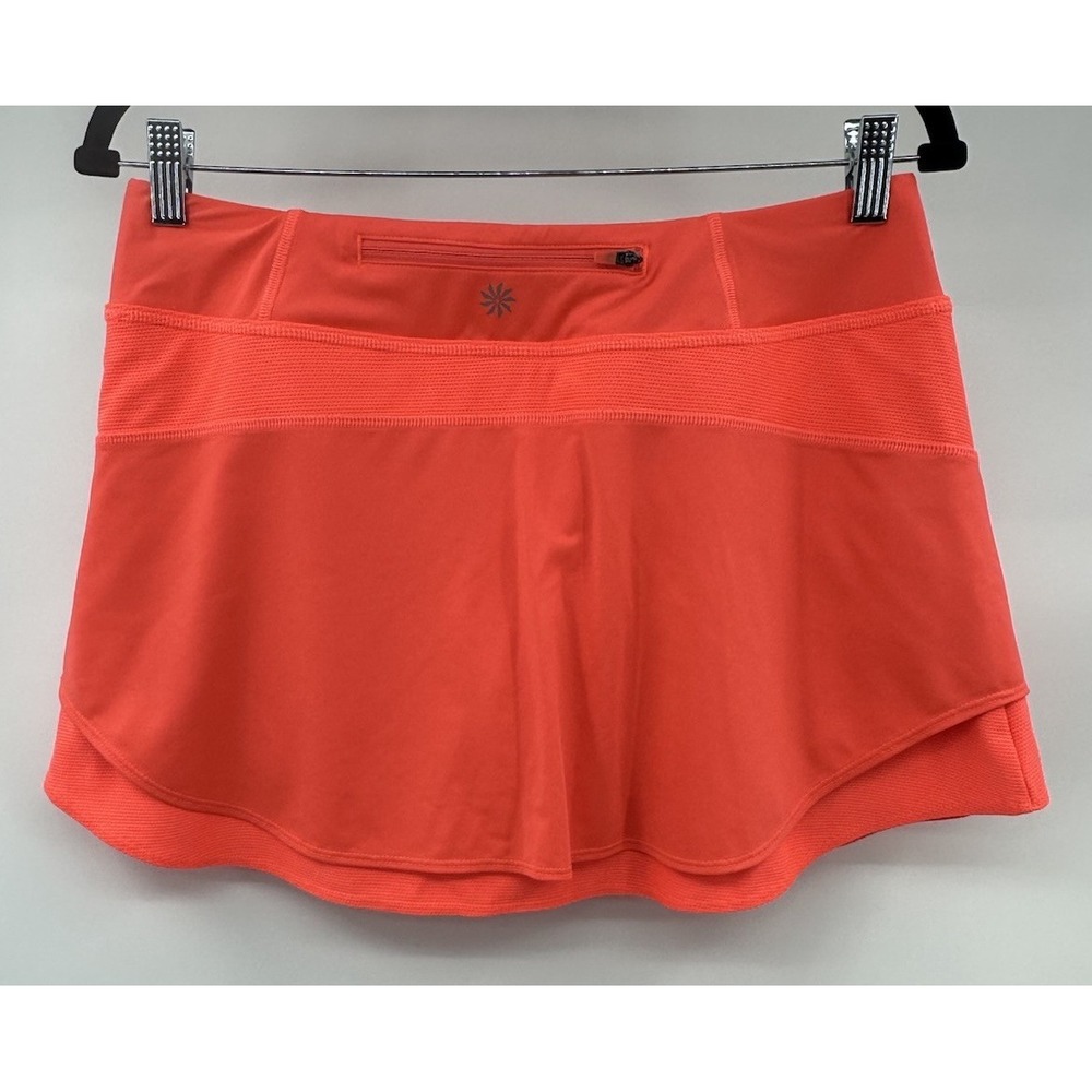 Athleta Women's Tennis Golf Neon Orange‎ Active Skort Skirt Pockets Size Medium - Picture 6 of 9